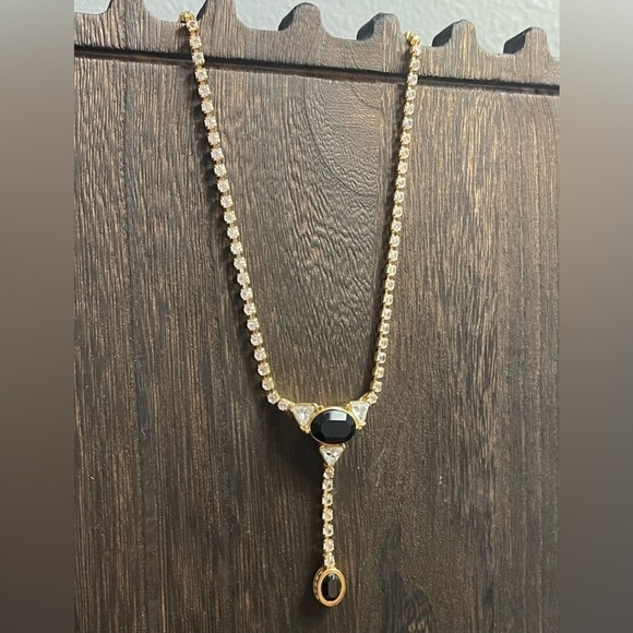 MONET | Gold-Plated Onyx & Crystal Necklace - Picture 12 of 14